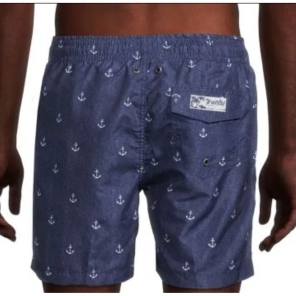 NWT Trunks Surf & Swim Co. Printed Sano Swim Shorts Mens Sm Chambray Anchor AOP - Picture 2 of 8